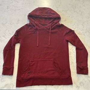 Chelsea DeBour by Lilly & Lottie Distressed Hoodie Medium Women’s Maroon